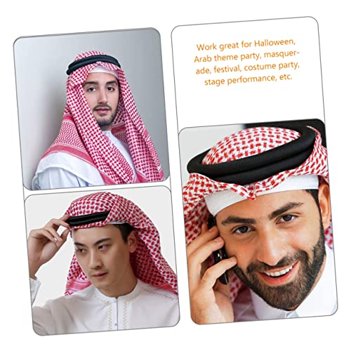 Beavorty Saudi Men's Hairband - Arabe Men's Turbante Keffiyeh Headband Wrap Rope, Black,1 - Image 2