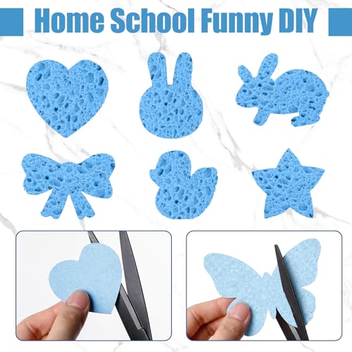 Image of Zhengmy 48 Pieces Sponges Bulk Sponges Kitchen Compressed Sponge Natural Dish Sponge Compressed Wood Pulp Cleaning Without Scratching for Kitchen Bathroom, 3.9 x 2.4 x 0.12 Inch (Blue)