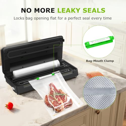 Image of Bonsenkitchen Vacuum Sealer Machine with 1 Roll & 5 Pre-Cut Bags,5 Vacuum Modes, Powerful Food Sealer Vacuum Sealer for Food Storage, Built-in Cutter & Bag Storage