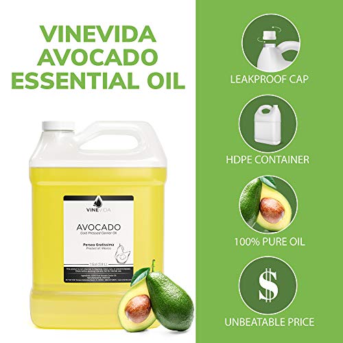 Óleo de abacate a granel – 1 galão de óleo de abacate em garrafa de HDPE – 100% puro e não diluído –