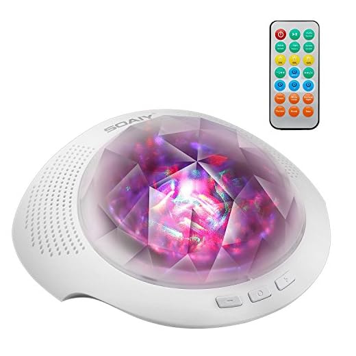 Aurora Night Light , Projector Nightlight Sound Machine with 7 Light Modes , Bluetooth Speaker, 4 Timers and Brightness Adjustable, Projector Noise Machine with Nursery Lamp for Baby, Kids, and Sleep