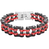 Timagebreze Pulsera de Bicicleta de Acero Inoxidable 316L Pulseras de Cadena Gruesas de Eslabones de Bicicleta Pesados de Motocicleta 8,66 Pulgadas-B