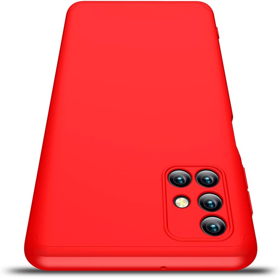 Funda para Samsung Galaxy M31s 360 grados Slim fina Antigolpes +Cristal Templado Carcasa Funda Compatible con Samsung Galaxy M31s dura rigida ultrafina Armor completa Mate Case Cover Roja