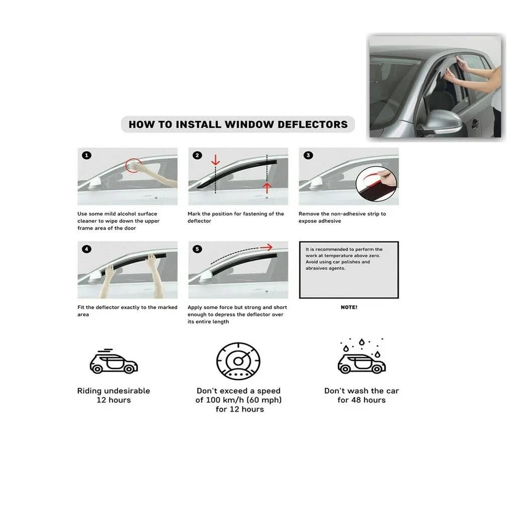 Windabweiser Luftabweiser Regenabweiser Seitenfensterabweiser Kompatibel mit Renault Master 2010-2024 Autofenster Regenschutz Regenabweiser Anklebbare Deflektoren 2 Stück Externe Passform