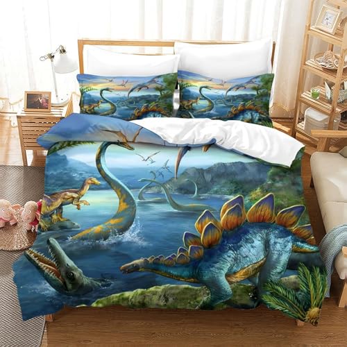 Housse de couette dinosaure impression 3D parure microfibre résistante