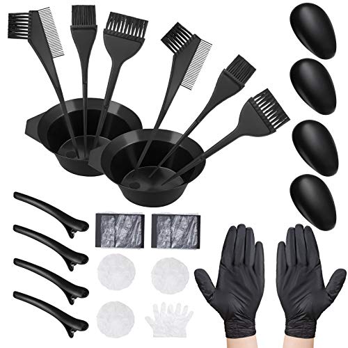 Hair Dye Coloring DIY Beauty Salon Tool Kit - 21 Pieces Hair Tinting Bowl, Dye Brush, Ear Cover, Gloves for DIY Salon Hair Dye Tools Hair Coloring Bleaching Hair Dryers Hair Dye Tools