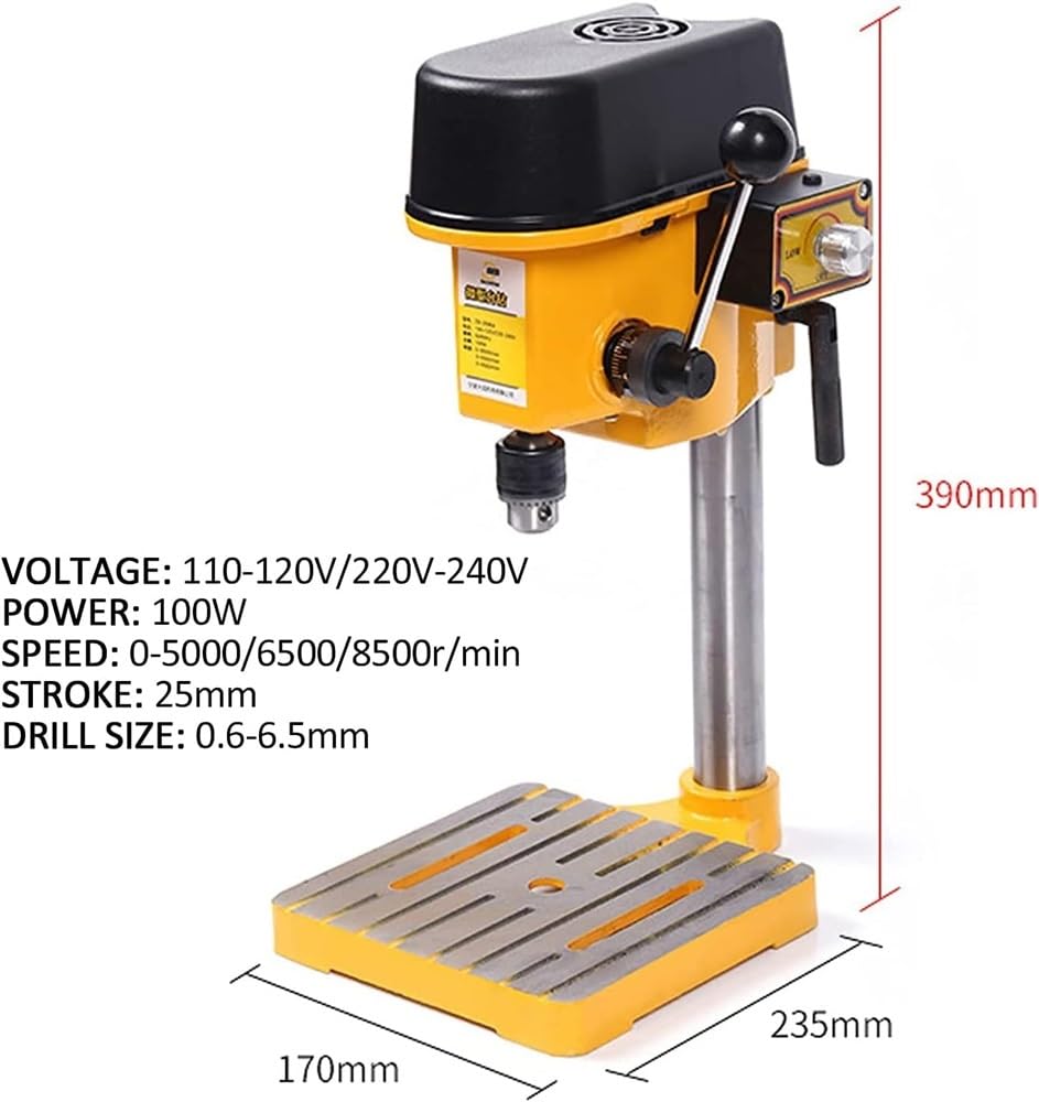 DIY mała pionowa wiertarka elektryczna 0-40Mm wiertarka precyzyjna z regulowanym skokiem, regulowana prędkość, 0-8500R/Min