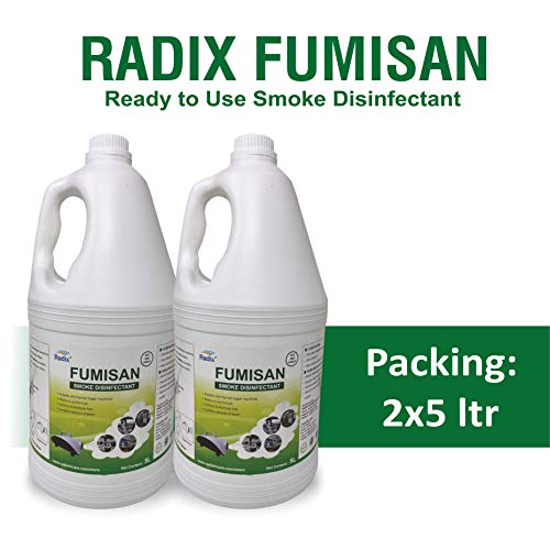 Image of RADIX FUMISAN Ready To Use Smoke Machine Disinfectant Solution, Use With Thermal Fogger Machine (Pack of 2, 2x5 Ltr)