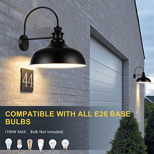 Diyel Gooseneck Barn Light Outdoor, 20 Inch Dome Exterior Light Fixture Outside For House, Farmhouse Outdoor Wall Mount Light In Black Finish For Porch, Entryway, Garage, Streetway, Rz014 Bk #TOP3