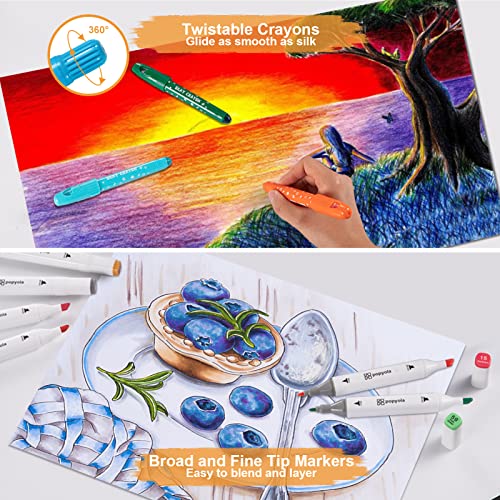POPYOLA 156-Piece Deluxe Art Set in a Carring Luggage Case Drawing Painting Kit with Wooden Easel and 2 Sketch Pads… - Image 6