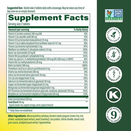 MegaFood Advanced Multivitamin for Women 55+, Womens Multivitamin, Methylated B12, Methyl folate, Choline, Vitamin D3, Biotin, Healthy Aging, Brain & Bone Health, Vegetarian, 120 Tablets (60 Servings) - Image 3