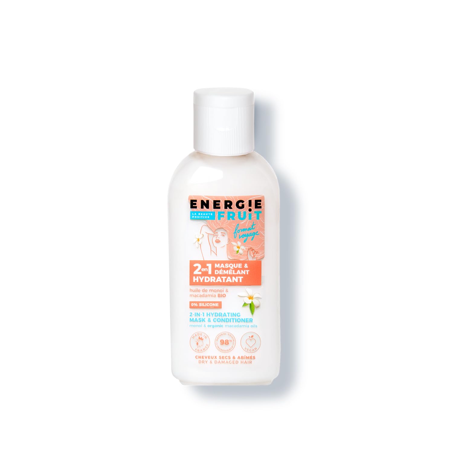 ENERGIE FRUIT | Mask + Travel Size Moisturising Detangling | Monoï & Macadamia | Dry and Damaged Hair | Vegan | 75 ml