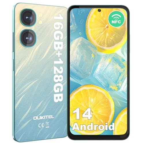 OUKITEL C58 Teléfono Móvil Android 14, 16GB+128GB/1TB, Pantalla HD+ de 6.67' (90Hz), Teléfono Móvil Libres Batería 5150mAh, Cámara 13MP Smartphone 4G Dual SIM, NFC/Face ID/Fingerprint/OTG/GPS, Verde