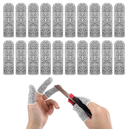 20 Stück Fingerlinge, Wiederverwendbare Fingerkuppenschutz Schnittfeste Fingerschutz Bei Verletzung Rutschfeste Atmungsaktive Fingerschützer für Arbeit, Küche, Garten, Skulptur (Grau)
