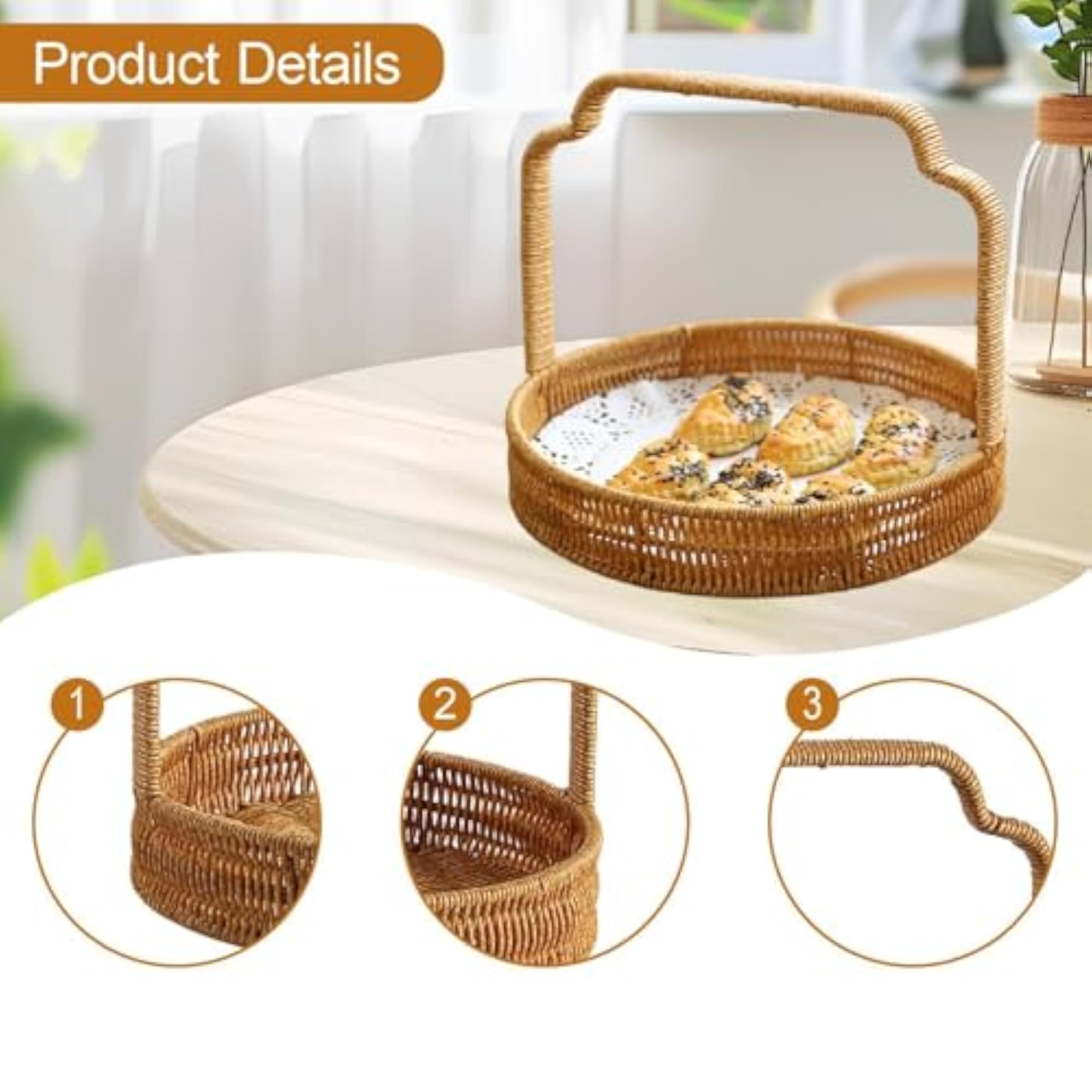 Imitation Rattan Woven Fruit Bread Basket Serving Tray