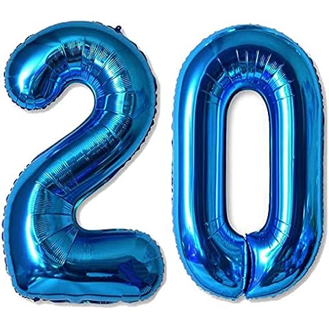 EMAAN 42 inch Blue Jumbo 20 Number Balloons Big Foil Mylar Balloons for 20th Birthday Party Decorations Graduation and Anniversary Events Decorations Cover
