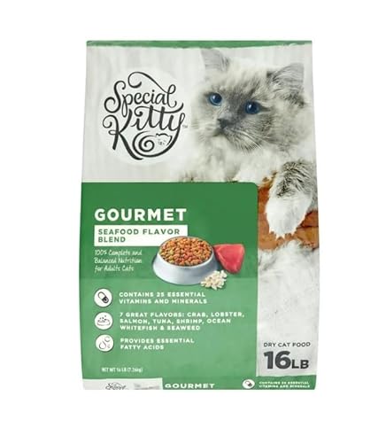 Special~Kitty Gourmet Formula Dry Cat Food, Seafood Flavor Blend, Give Energy & Vitality Support, Maintaining Healthy Weight ~ (16, Seafood) ~ (16 Lb Bag).