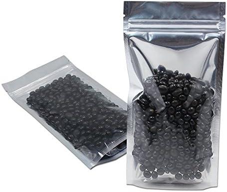 100 Pieces Stand Up Clear Front Zipper Lock Resealable Aluminum Mylar Foil Plastic Packaging Bag for Zip Heat Sealable Lock with Tear Notch Long Term Food Storage 4.7x6.7 inch