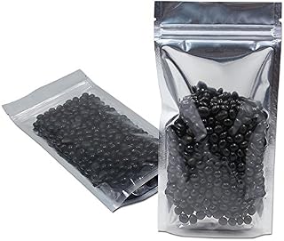 100Pcs Stand Up Clear Silver Zipper Lock Resealable Aluminum Mylar Foil Plastic Packaging