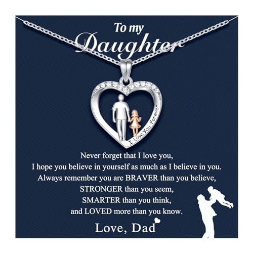 D Dongjiangjin Gift Valentines Gifts for Daughter from Dad Father Teenage Teen Girls Jewellery Daughter Necklace From Dad Father Daddy 12 13 15 14 16 18 Birthday Christmas