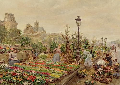 Affiche le marché fleurs Firmin Girard impression sur toile déco murale 60x90cm