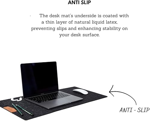 Miniatura 5 de 100% Wool Desk Mat 12x28 inch. (30x70 cm.) Anti Slip Felt Desk Mat, Felt Desk Pad Gray, Large/Small Felt Computer Mat, Large Wool Mouse Pad Premium