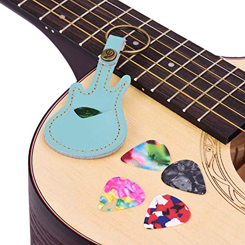 mewmewcat Porte-médiators, Guitare en Cuir Prend Holder Case Sac de Forme de Guitare avec Porte-clés 5pcs Celluloid Guitar Picks String Instrument Accessoires - Les Beatles, Paul McCartney, John Lennon, RIngo Starr, George Harrison mewmewcat Porte-médiators, Guitare en Cuir Prend Holder Case Sac de Forme de Guitare avec Porte-clés 5pcs Celluloid Guitar Picks String Instrument Accessoires – Image 7