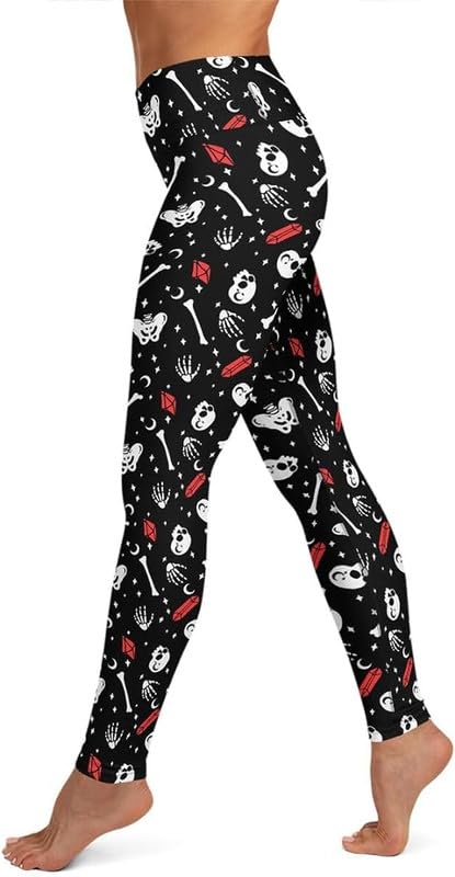 Rogue + WolfSkulls & Crystals Yoga Leggings Activewear Leisurewear Alt Style Goth Sportswear Halloween Witchy Dark Academia