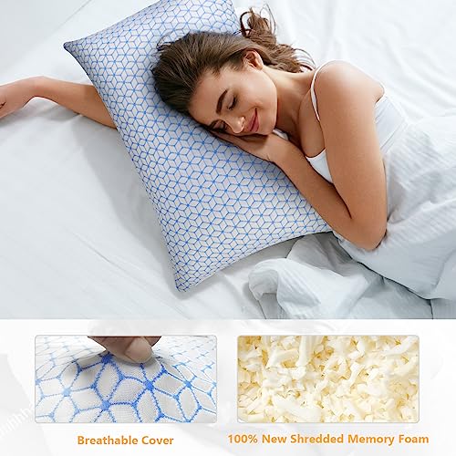 Image of Love Attitude Firm Pillows Standard Size for Bed Shredded Memory Foam Pillows Adjustable, Cooling Pillow Soft and Supportive for Side Back Stomach Sleepers