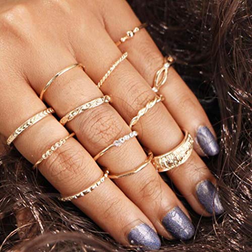 Fstrend Boho Style Ring Set Vintage Retro Style Above Knuckle Rings for Women and Girls (Gold)