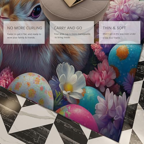 Tapis 180x270cm Ferme Joyeuse œuf de Pâques grand format