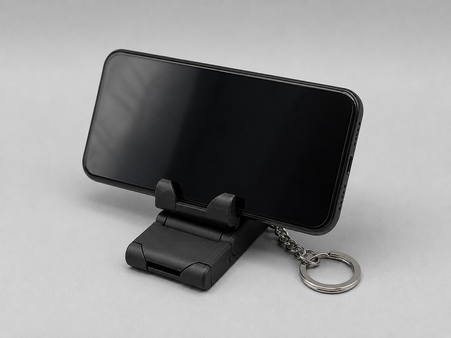 Rudrila Foldable Mobile Phone Stand | 3D Printed Adjustable Desk Stand | Portable Pocket Phone Holder with Keychain Ring | Compatible with iPhone, Samsung, & All Smartphones | Black-picture-29