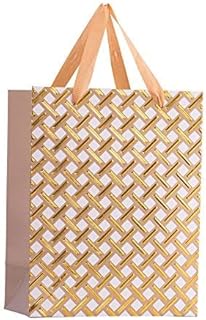 Premium Gift Bags (12 Pack) Gold with Ribbon Handles - 9x7x4â€ - Sturdy & Beautiful Present Bags - for Birthday, Christmas & Holiday and All Gifts, Eye Catching Design