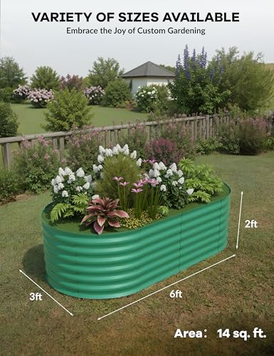 GarveeHome 6x3x2ft Raised Garden Bed,Galvanized Raised Planter Boxes Outdoor with Easy Assembly, Large Garden Bed for Vegetables, Fruits, Flower,Raised Garden Bed,Green