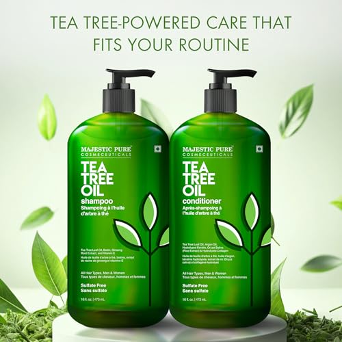 Majestic Pure Tea Tree Shampoo for Men and Women - Hydrating Formula Fights Dandruff, Lice and Itchy, Irritating or Dry Scalp - For All Hair Types - Sulfate Free 16 fl oz (pack of 2)