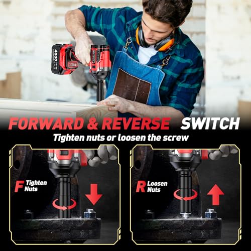 Avhrit Akku Schlagschrauber mit 2x 4.0Ah Lithium Batterie, 700N.m 1/2 Zoll Bürstenloser Elektro Schlagschrauber für Haus und Auto, 5 Stecknüsse, 4 Schrauben, 4 Bohrern