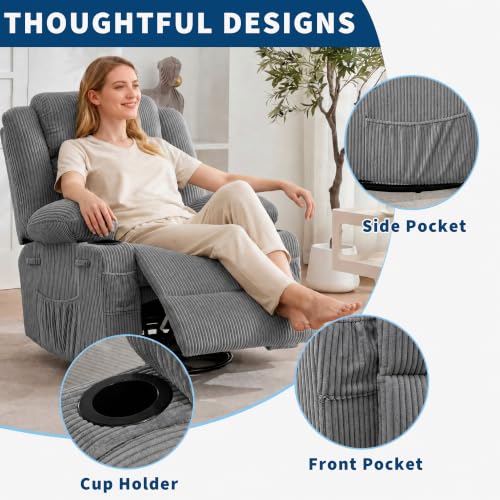 Image of Rocking Recliner Chair for Adults 360 Swivel Manual Recliner
