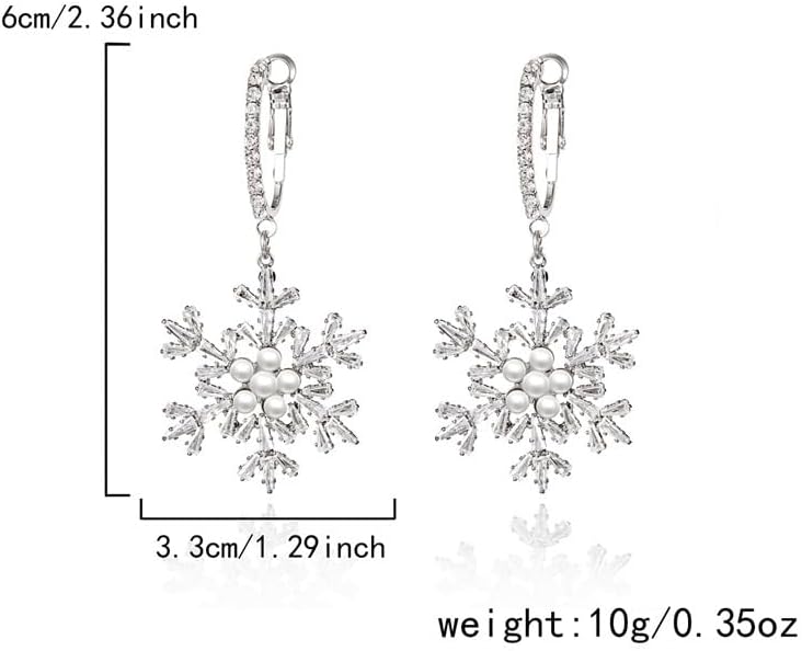 Christmas Snowflake Earrings Sparkly Gold Silver Snowflake Dangle Drop Earrings Xmas Winter Holiday Jewelry - Image 6