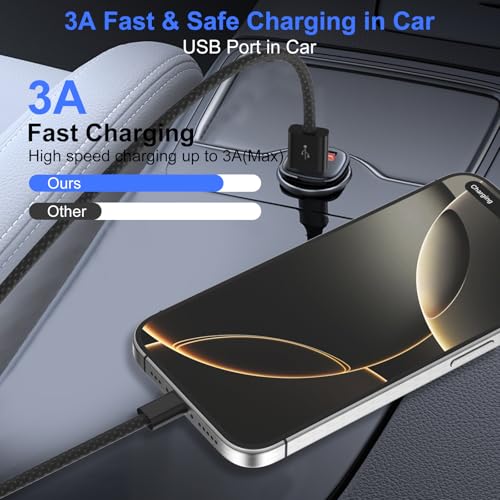 Image of USB C Cable for Carplay iPhone 17 Pro Max Air 16 15,18W 3A USB A to C Cable for Apple CarPlay & Android Auto, 1M Length Type C Charging Cord for iPad Pro, iPad A16 /Mini 6, Galaxy S25 S24 S23, Black