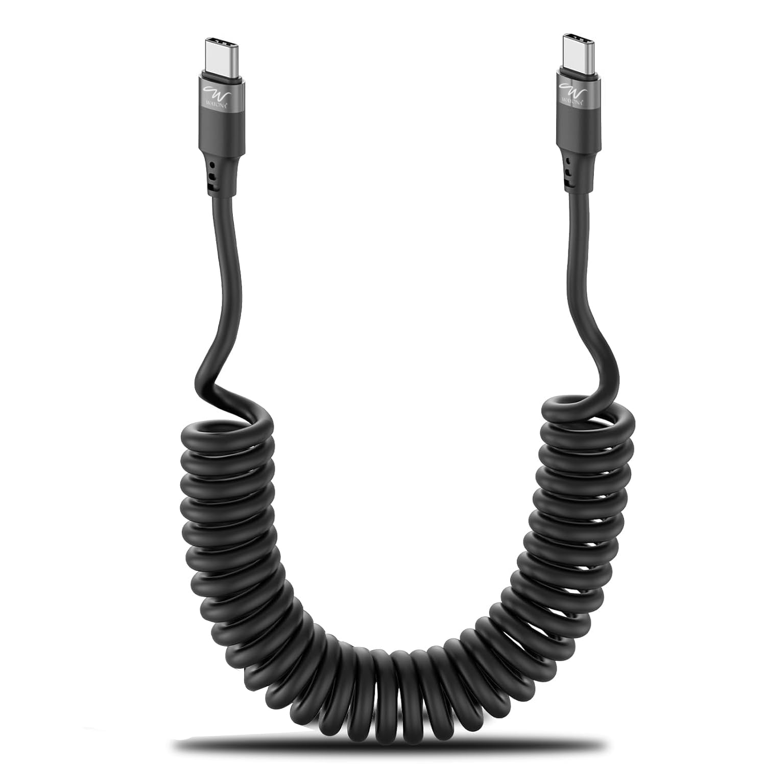 Wayona USB C to USB C 100W Charger Cable for Car Fast Charging Coiled Type C Cable with Power Display for iPhone 16/15/Pro/Plus/Pro Max/Samsung Galaxy S25 Ultra/S24/23, Compatible All Type C Devices-image-6