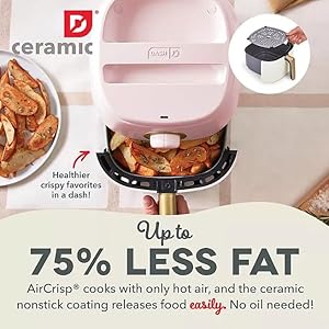 Daashceramictasticrispexpressairfryer26qtoilfreecookingadjustabletimernonstickceramiccoatingcompactsizeforsmallkitchensfastheatingforfrieschickenblush Urban Country Home Decor Daash ceramic tasti crisp express air fryer 26qt oil free cooking adjustable timer non stick ceramic coating compact size for small kitchens fast heating for fries chicken blush urban country home decor
