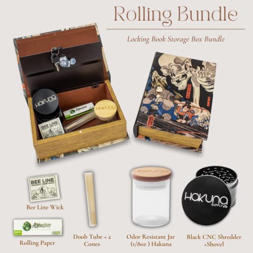 Hakuna Supply - Locking Book Storage Box Bundle - Discreet Storage Lock Box Accessories Combo Kit (Book Of The Dead) #TOP1