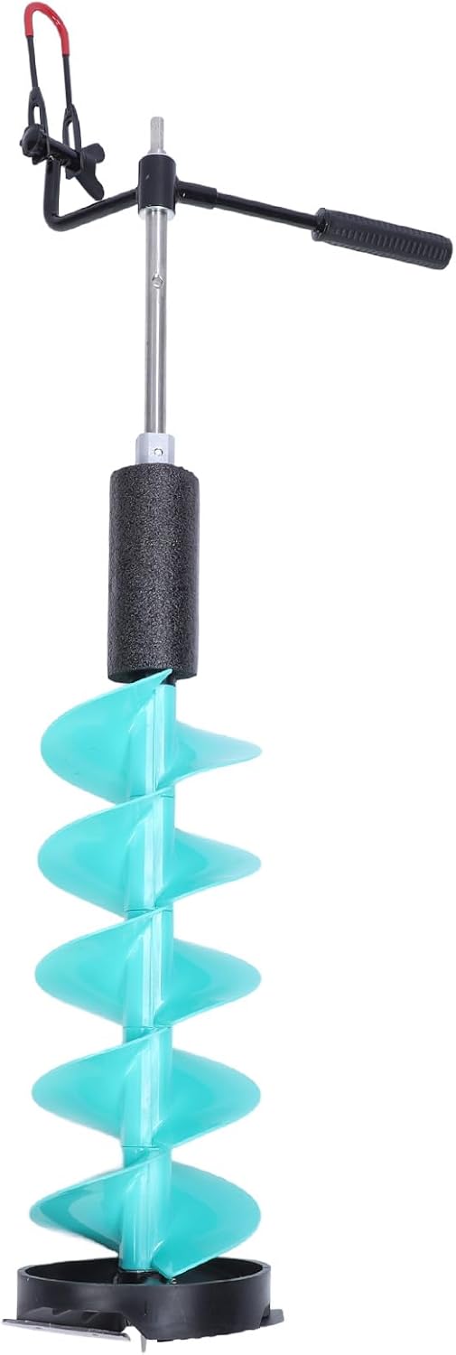 Topyond Auger Drill Bit Ice Fishing Auger Electric Drill Ice Auger Kit 28in Length 8in Diameter Incisive Blade with Positioner Extension Rod for Fishing Emergency