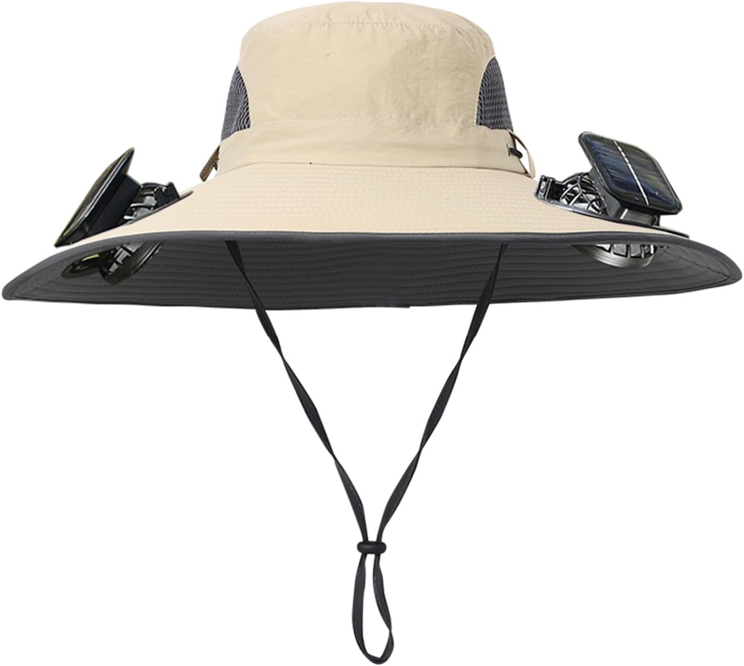 Men’s & Women’s Wide Brim Sun Hats with Dual Solar Fans for Outdoor Adventure