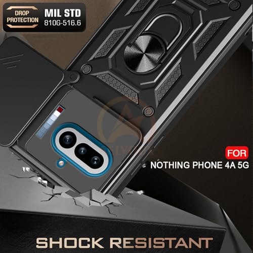 Image of Armor Bumper Back Cover Case for Nothing Phone 4A 5G | Rotating Camera Cover, Ring Holder & Kickstand | Heavy Duty & 360 Degree Protection Nothing Phone 4A 5G Back Cover (Black)