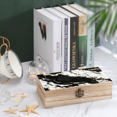 Boîte de rangement en bois couvercle marbre coffret bijoux