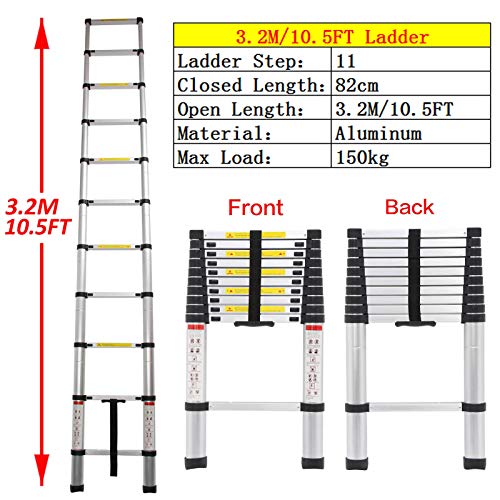 Autofu TELESCOPING LADDER-10.5FT-0330 10.5Ft/3.2M Telescoping Ladder Extension Portable Telescopic Ladder thumb #1