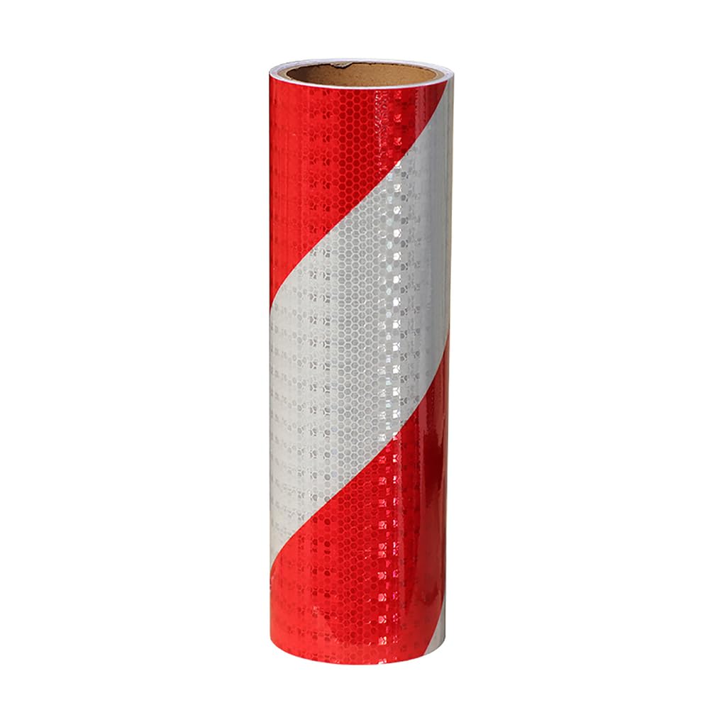 Nastro Catarifrangente Adesivo, Rosso Bianco Nastro Riflettente Autoadesivo, Strisce Catarifrangenti Adesive, Adesivi Segnaletico Sicurezza Impermeabile per Auto Veicoli e Moto,30cm x 3meters