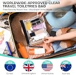 5pcs Clear Travel Toiletry Bags-20x20cm TSA Approved Quart Size Waterproof Liquids Bag -100% 3-1-1 Compliant Clear Travel Bags for Toiletries & Cosmetics- 1L Travel Essentials Makeup Bag
