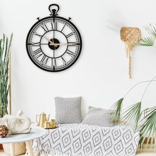 Image of Stylish Metal Analog Wall Clock for Living Room, Bedroom, Office, Kitchen, Home and Hall | Antique Fancy Big Size Modern Wall Watch for Home Decor (DA-230, 40 CM)